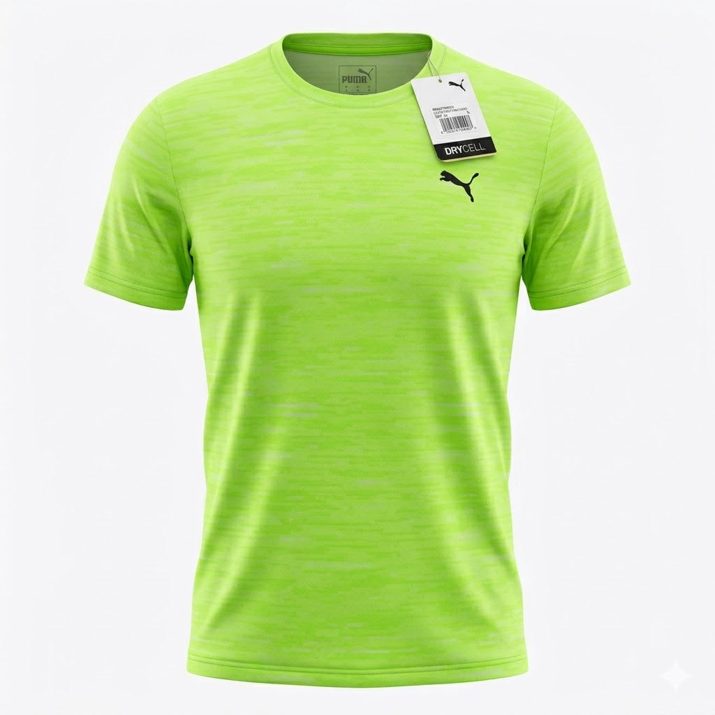 Puma dryCELL Performance – Máxima Visibilidad – Verde Neón Heather