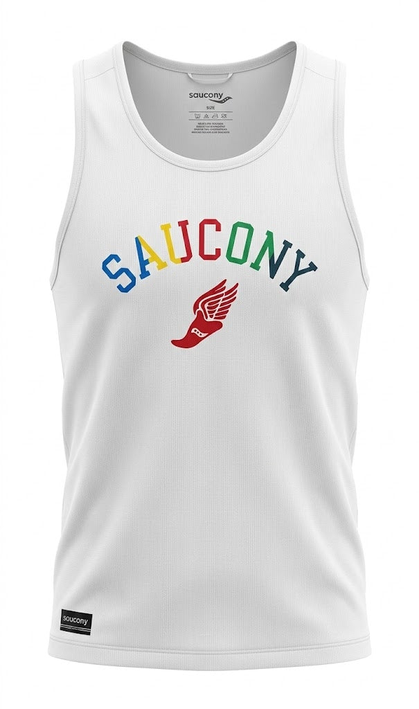 Saucony "Varsity" Graphic Tank // White
